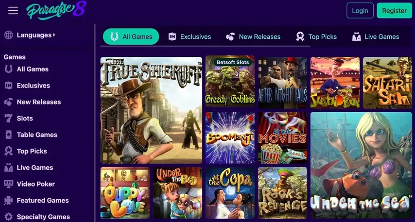 Paradise8 Pokies games